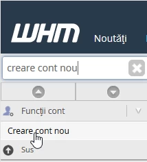 Creare cont nou WHM